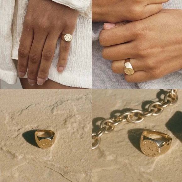 14k Gold Plated Everything Will Be OK Signet Ring - Picture 2 of 7